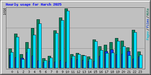 Hourly usage for March 2025